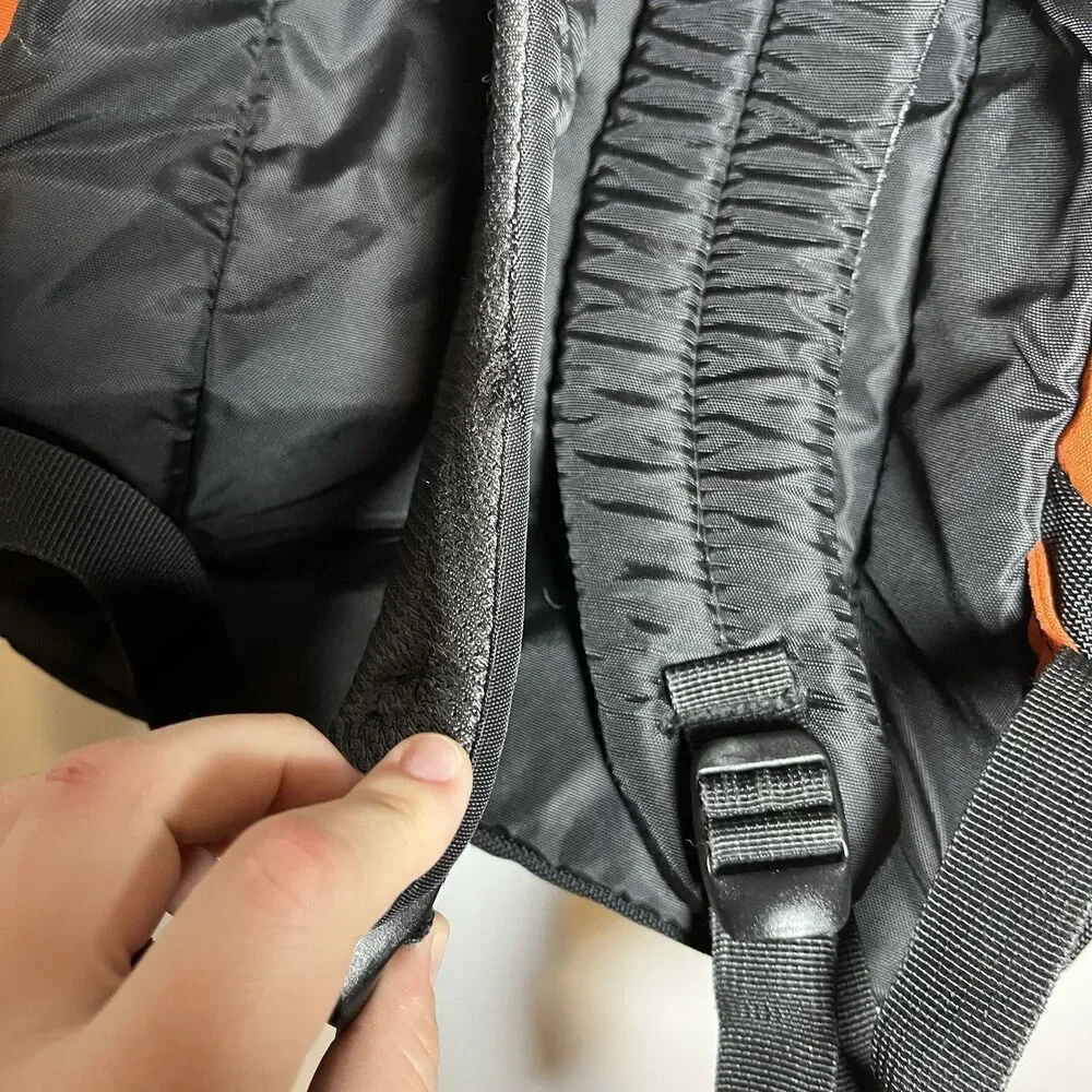 Vintage JanSport Backpack Orange Black Gray Trail Hiking Multi Pocket 90s Bag